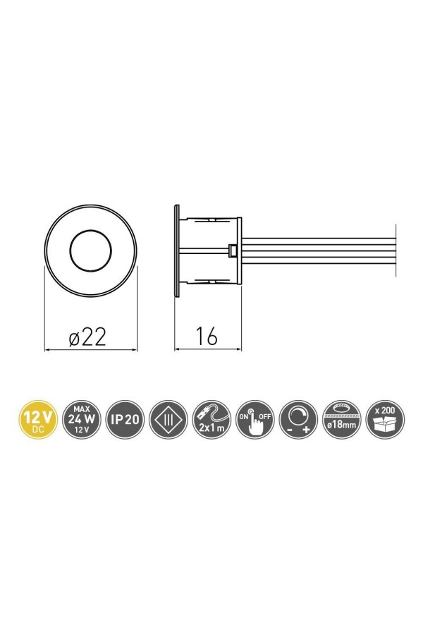 Выключатель сенсорный с регулировкой яркости, 12V белый AE-WDSB-10DIM GTV