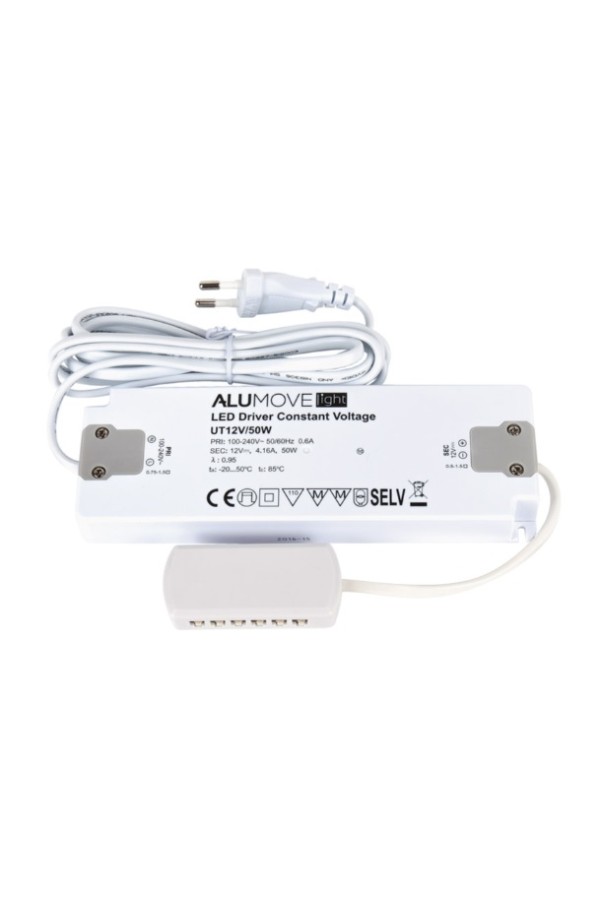 трансформатор UT12V/50W, IP44, кабель 2м, 12 разъемов MiniPlug, 22*64*185/301004-AC
