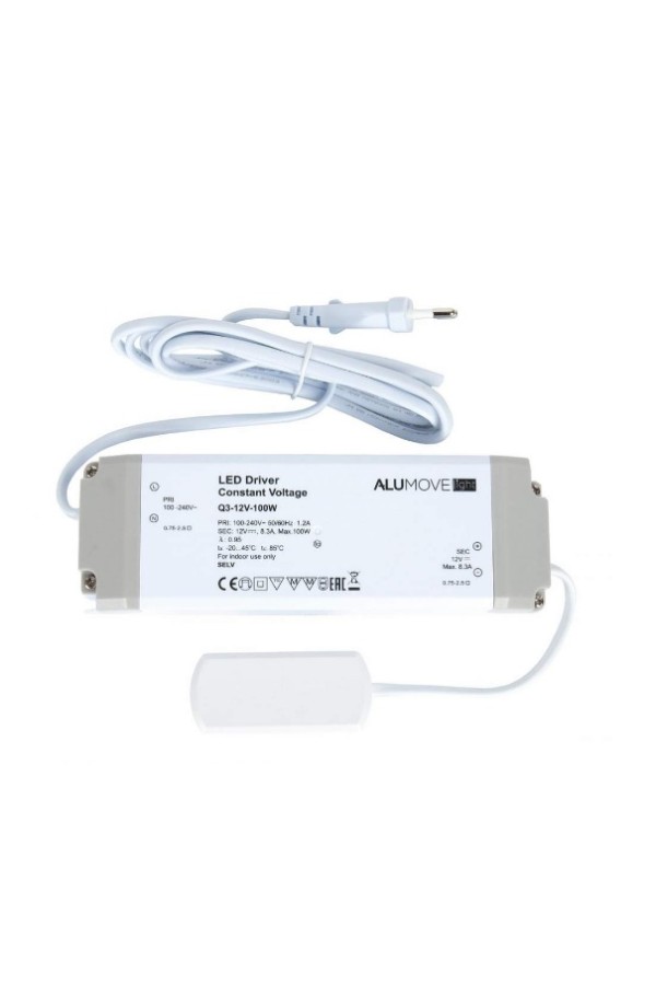 трансформатор Q3-12V/100W, IP44, кабель 2м, 12 разъемов MiniPlug, 32*62*184/301001-AC