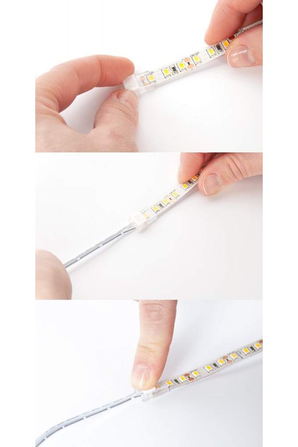 коннектор для соединения LED ленты 8мм и кабеля 22-18 AWG, белый/303077-W