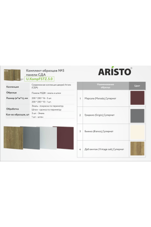 Комплект образцов №5 панелей современной коллекции дверей Aristo