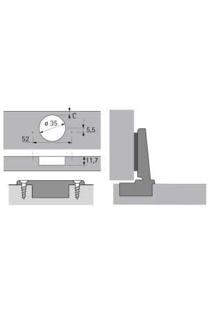 Петля мебельная накладная Intermat 9943 110 градусов 1029518 Hettich