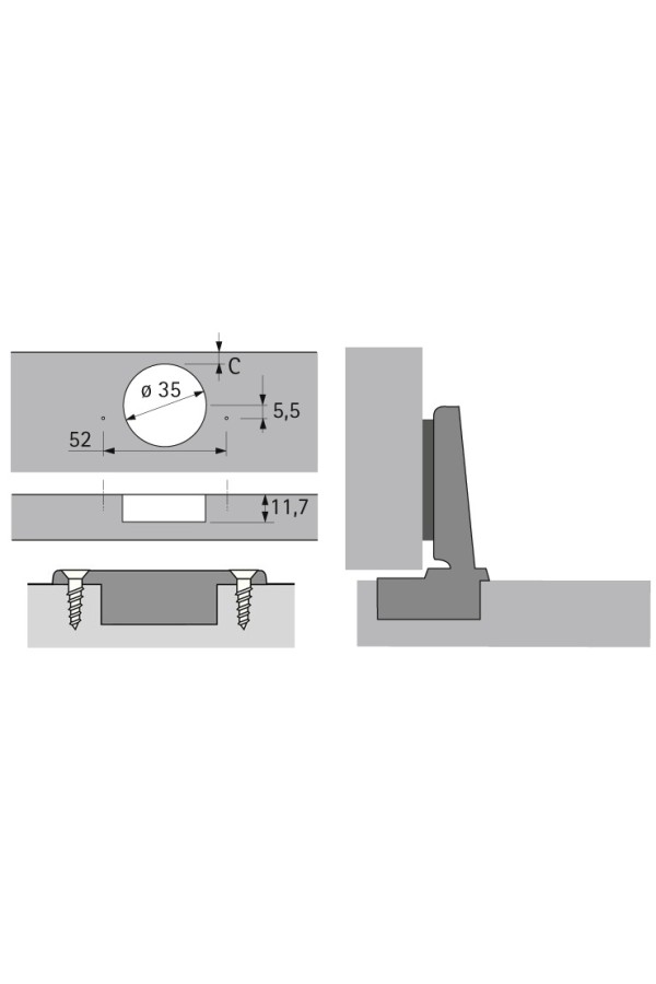 Петля мебельная накладная Intermat 9943 110 градусов 1029518 Hettich