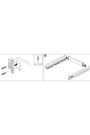 Держатель задней стенки ящика InnoTech 70мм левый серый Hettich