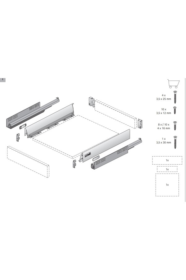 Держатель задней стенки ящика InnoTech 70мм левый серый Hettich