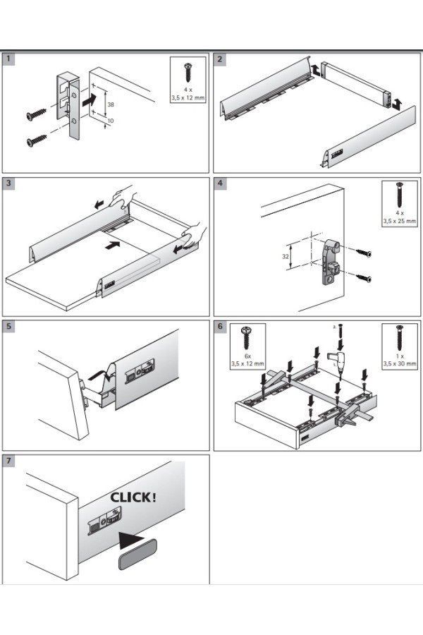 Держатель передней стенки ящика InnoTech пластик белый 1061450 Hettich