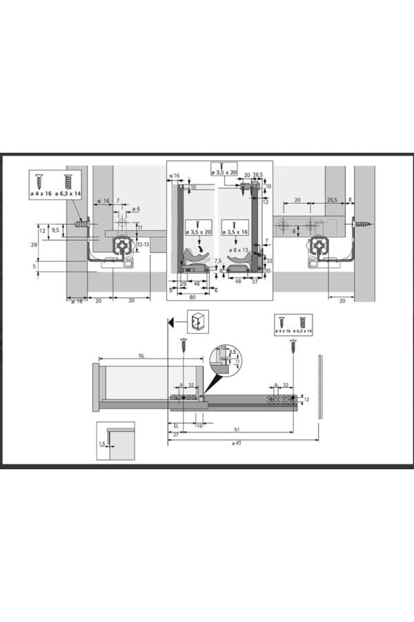 Фиксатор направляющих Quadro для деревянных ящиков левый/9144830 Hettich