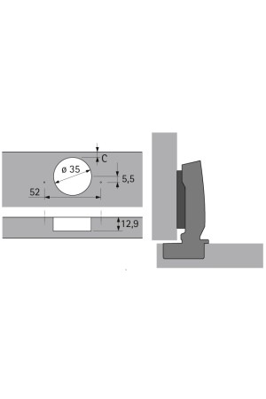 Петля мебельная накладная Sensys 8645i 110 градусов с доводчиком 9071205 Hettich