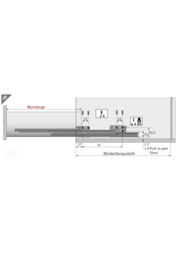 Хеттих/ArciTech* направляющие ACTRO Silent System 500мм, KD16/EB15, 40кг/9240873