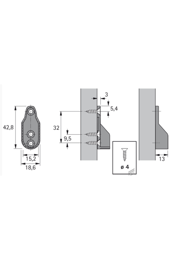 Штангодержатель SL 322 DD OVAL, цинк никелированный 9056579 Hettich