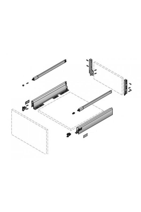 Выдвижной ящик ArciTech с надставками Top Side 218/94*500мм серебристый 9150737 Hettich