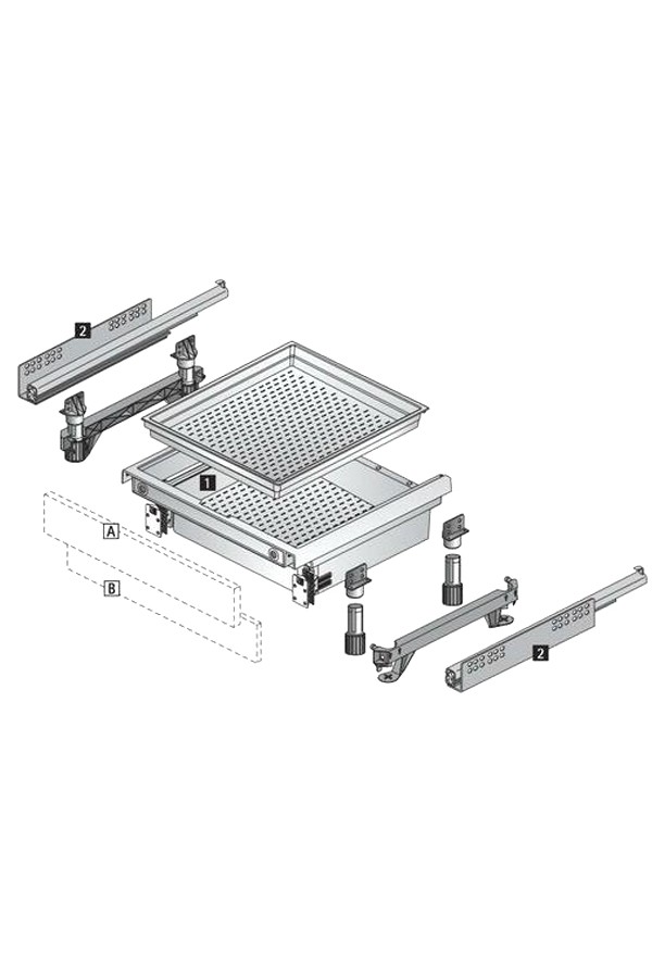 Короб ящика XXL под плиту/духовку 100мм, БЕЗ направляющих 46814 Hettich