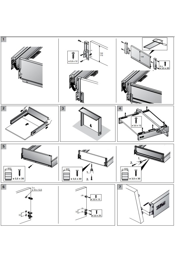 Держатель задней стенки ящика InnoTech Atira 144мм правый белый 9194636 Hettich