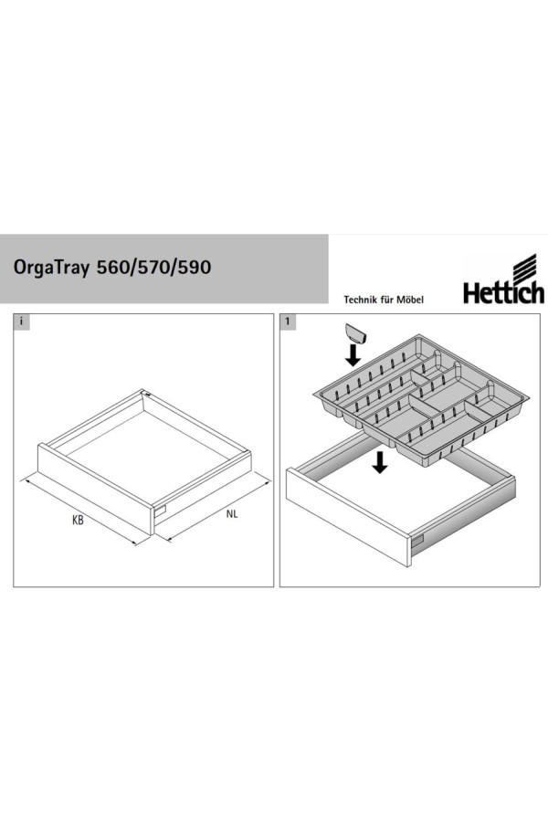 Лоток для столовых приборов OrgaTray 590 для ящиков InnoTech Atira 450*470мм серебристый 9194888 Hettich