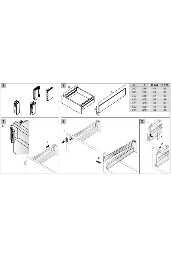 Комплект адаптеров TopSide 144мм для ящиков InnoTech Atira темно-серый 9194657 Hettich