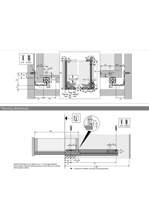 Направляющая скрытого надвижного монтажа частичного выдвижения Quadro 25 Silent System с доводчиком 500мм левая 9105682 Hettich