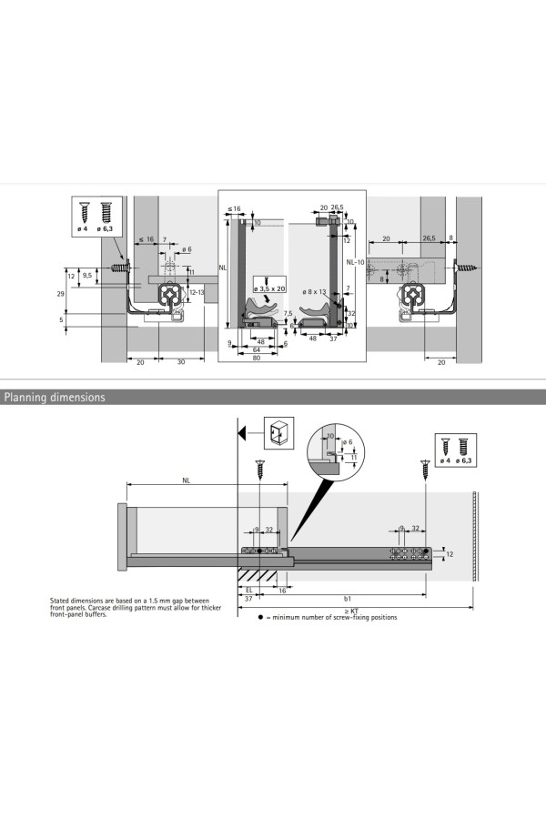Направляющая скрытого надвижного монтажа частичного выдвижения Quadro 25 Silent System с доводчиком 500мм левая 9105682 Hettich
