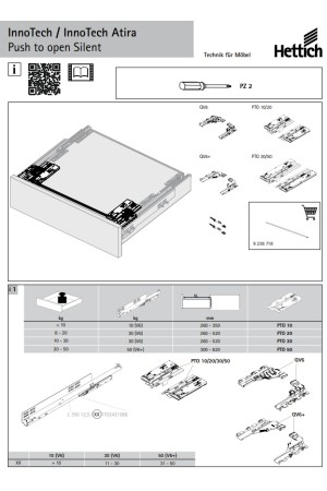 Механизм открывания Push to open Silent на 20кг для Innotech Atira 9240162 Hettich