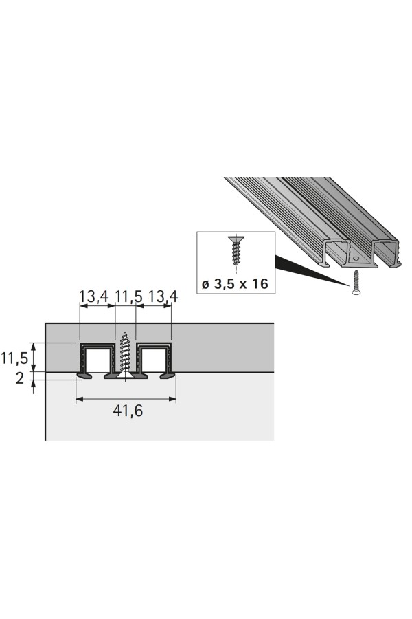 Ходовой профиль SysLine S 2000мм под прикручивание 9136105 Hettich