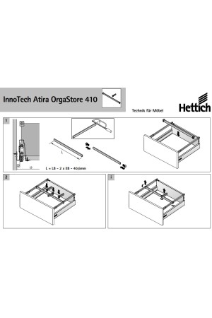 Поперечный релинг OrgaStore 410 для ящиков InnoTech Atira 600мм антрацит 9194608 Hettich