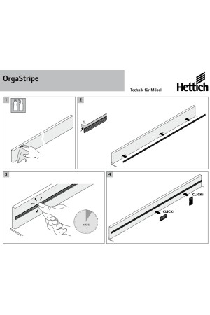 Профиль OrgaStripe внутренней организации ящиков InnoTech Atira 1100мм пластик серый 9203466 Hettich