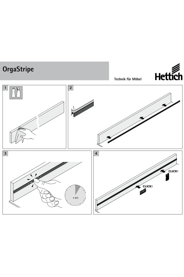 Профиль OrgaStripe внутренней организации ящиков InnoTech Atira 1100мм пластик серый 9203466 Hettich