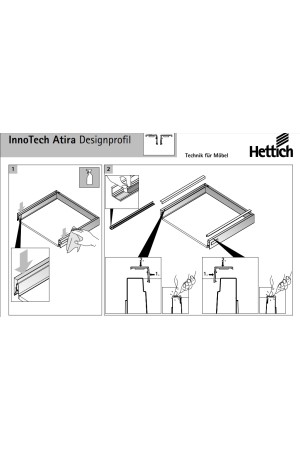 Дизайн-профиль для ящиков InnoTech Atira 470мм под нержавеющую сталь 9240701 Hettich