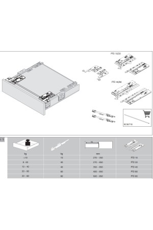 Механизм Push-to-Open Silent с нагрузкой до 40кг для ящиков ArciTech 9241050 Hettich