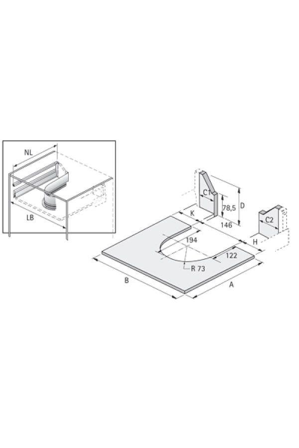 U-образная стенка для ящика InnoTech Atira под мойку серый 9204282 Hettich