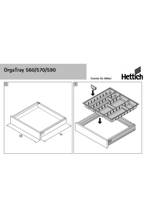 Лоток для столовых приборов OrgaTray 590 для ящиков InnoTech Atira 500*420мм антрацит 9194906 Hettich