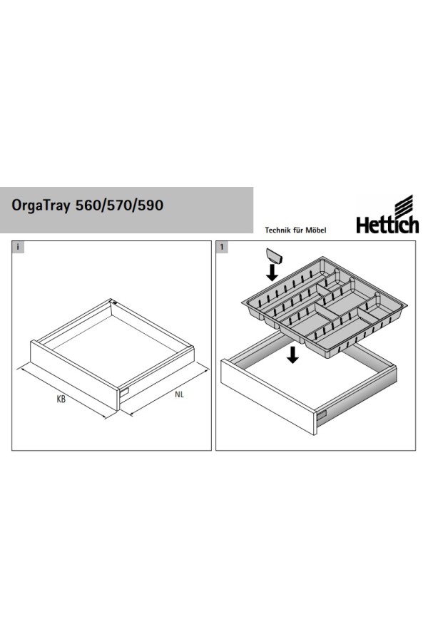 Лоток для столовых приборов OrgaTray 590 для ящиков InnoTech Atira 500*420мм антрацит 9194906 Hettich