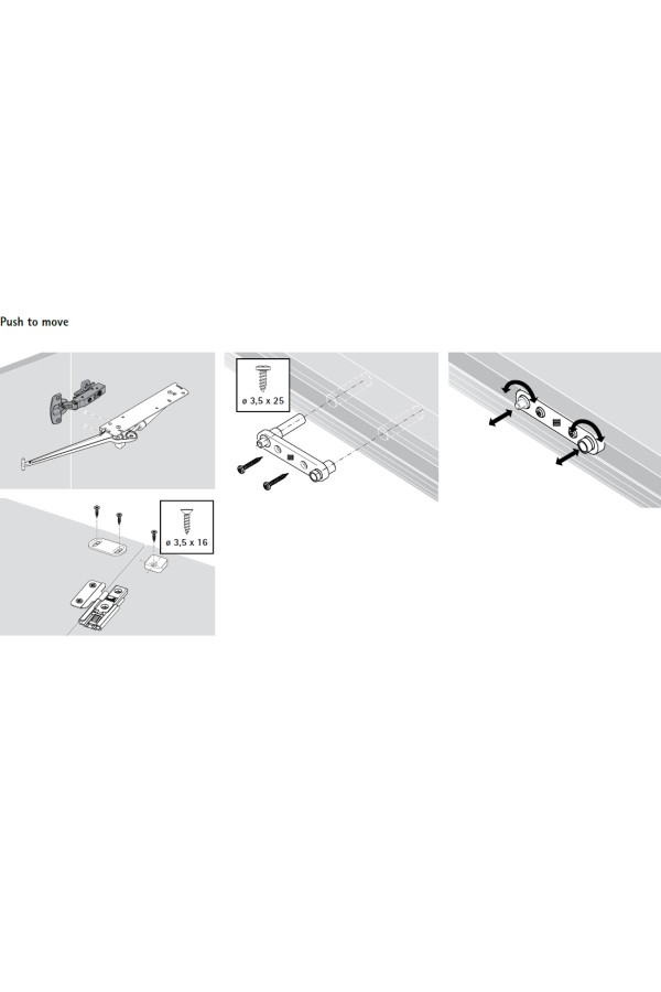 Механизм Push to move Light без фиксатора для складных дверей Wing Line L правый 9266111 Hettich