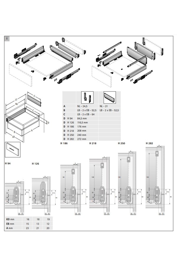 Выдвижной ящик ArciTech 94*500мм, БЕЗ направляющих белый 9149302 Hettich