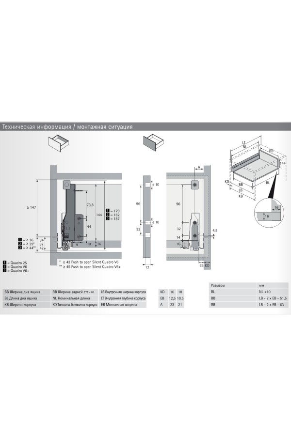 Выдвижной ящик InnoTech Atira с релингом 144*350мм белый 9230052 Hettich