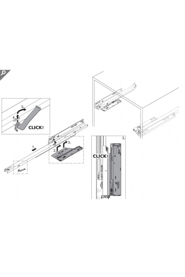 Комплект механизма Push to open Silent на 10кг для ящика AvanTech You 9257890 Hettich