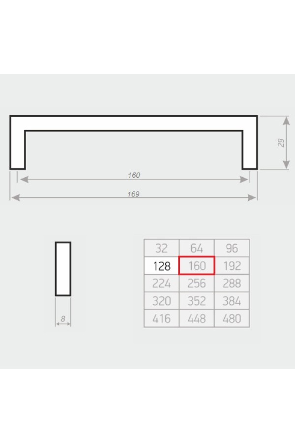 Ручка мебельная скоба С42 160мм черный