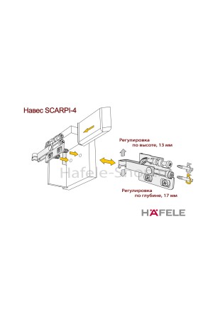 Навес для шкафов 65кг, правый 290.27.940 Hafele