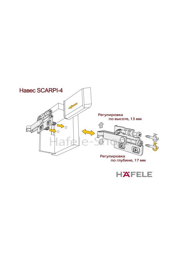 Навес для шкафов 65кг, правый 290.27.940 Hafele