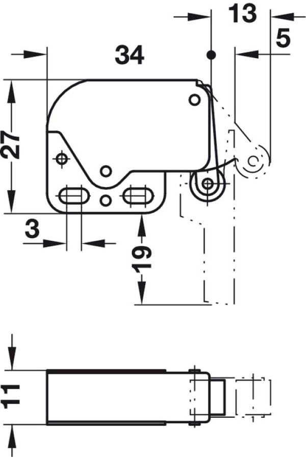 Защелка пружинная Mini-Latch 245.54.701 Hafele