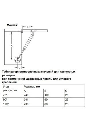 Газовый лифт нагрузка 150N 373.82.920 Hafele