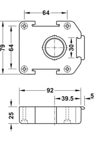 Монтажная основа для опоры AXILO, крепление под шуруп(1шт) 637.76.333 Hafele