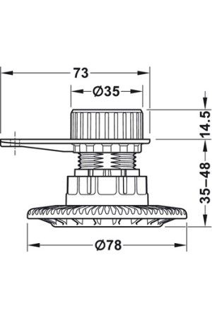 Опора кухонная регулируемая AXILO 40мм с монтажной пластиной 637.76.460 Hefele