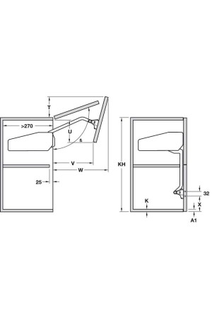 Комплект подъемных механизмов Free fold short 710-790мм на 6,1-10,8кг модель G4fs БЕЗ заглушек 372.38.653 Hafele