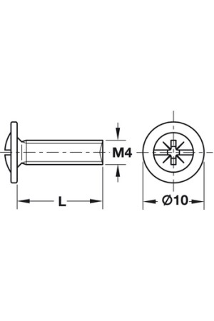 Винт мебельный оцинкованный M4x23мм 022.35.234 Hafele