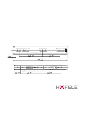 Направляющие шариковые полного выдвижения 300мм на 35кг 432.21.971 Hafele