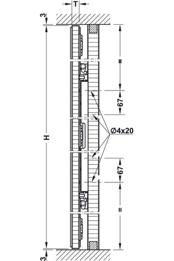 Комплект фурнитуры Slido Spinfront для поворотно-выдвижных дверей 560мм 408.45.020 Hafele