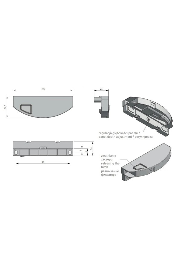 ящик GTV AXIS PRO/MODERN BOX PRO*фиксатор внутреннего ящика, антрацит (40шт)/PB-ZA-WEW-AXMB-60
