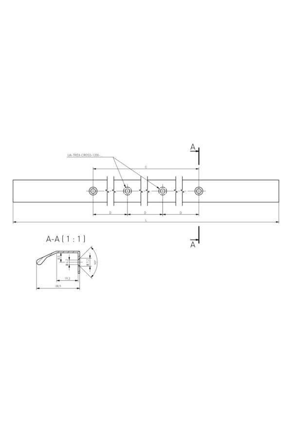 GTV ручка алюминиевая TREX CROSS 1200мм, черный матовый (10шт)/UA-TREX-CROSS-1200-20M