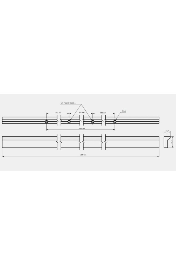 GTV ручка алюминиевая PILLAR 1200мм, черный матовый (10шт)/UA-PILLAR-1200-20M