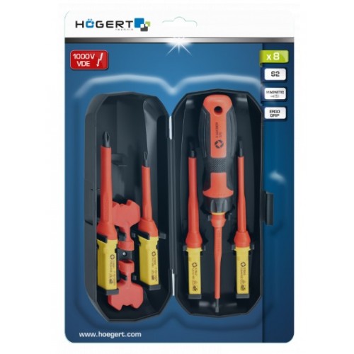 HOEGERT набор диэлектрических отверток 1000 В, 8 предметов/HT1S998